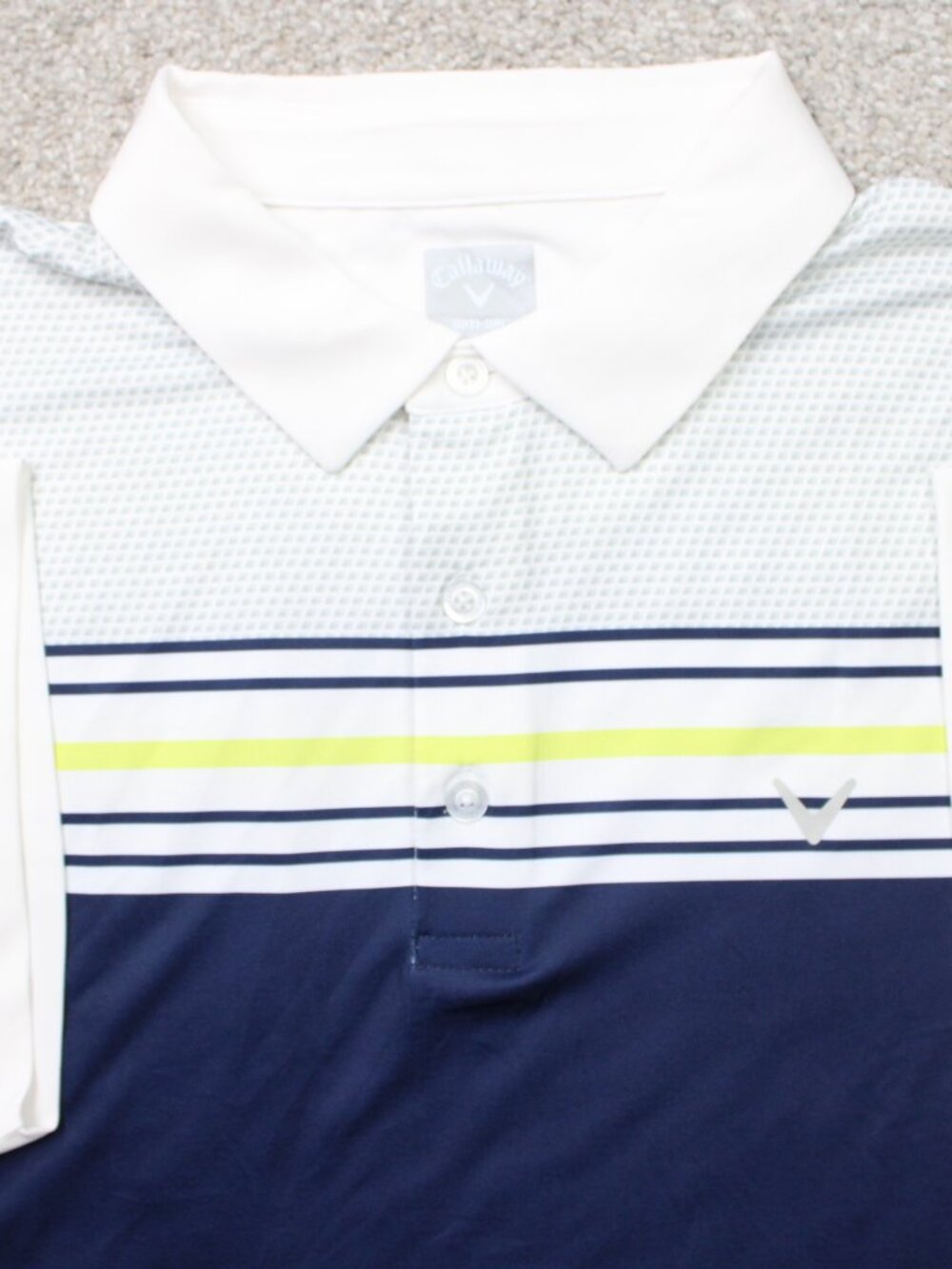 Callaway Polo Shirt Mens XL Blue/White/Yellow Opti-Dri Golf Short Sleeve